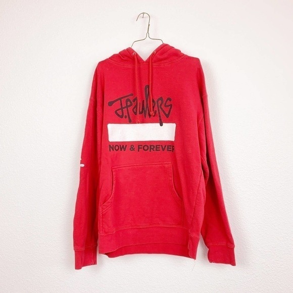 JAKE Paul Paulers Now & Forever Red White Drawstring Hoodie Sweatshirt Medium - Picture 1 of 5